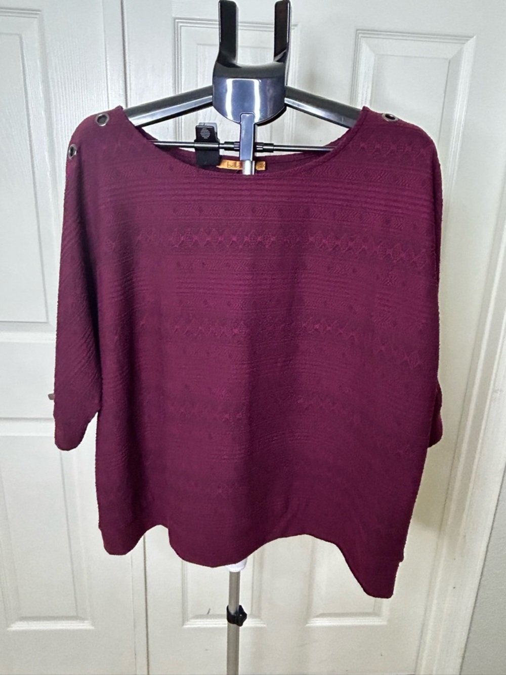 Belldini Burgundy Button-Shoulder Knit Top